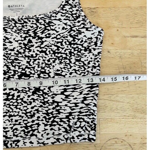 Athleta Shanti Square Neck Crop Tank Top Animal Print Black White Women's Size S - Picture 8 of 11